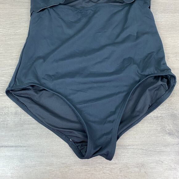 Kate Spade Black Scalloped Bandeau One Piece Swimsuit Sz.L - Picture 8 of 14